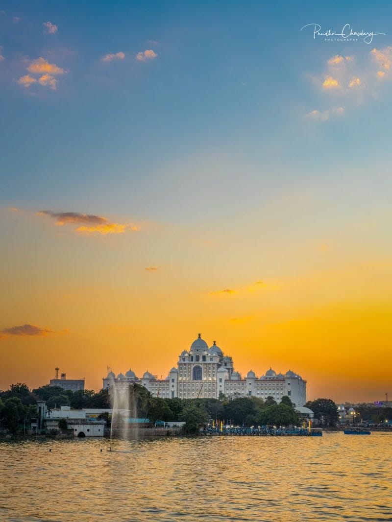 Hyderabad cityscape at sunset, India