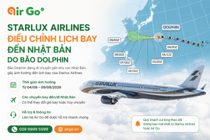 Starlux Airlines điều chỉnh lịch bay đến Nhật Bản do bão Dolphin
