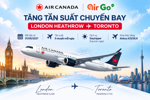 Air Canada tăng chuyến London Heathrow Toronto 2027