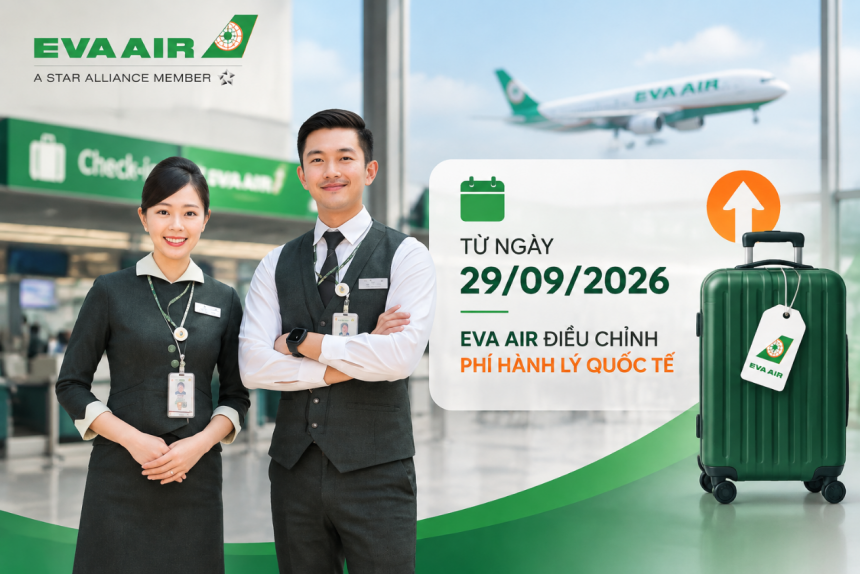 EVA Air dieu chinh phi hanh ly quoc te tu 29092026