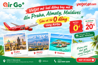 Vietjet mo loat duong bay moi den Praha Almaty Maldives – San ve tu 0 dong cung AirGo